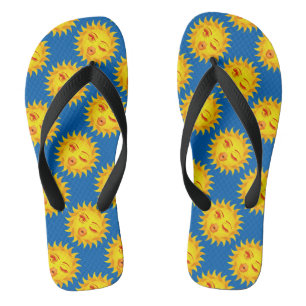 Sun Emoji Print Flip Flops