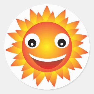 sun emotion classic round sticker
