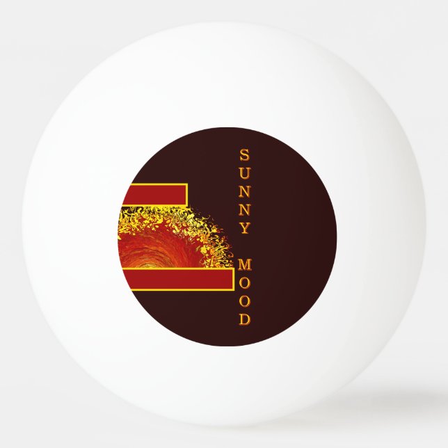 Sun explosion yellow orange brown abstract custom ping pong ball (Front)