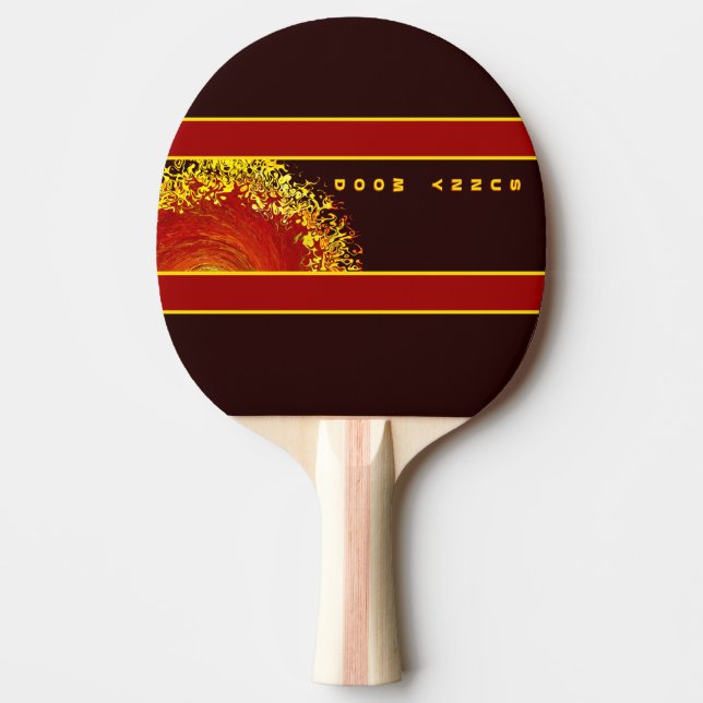Sun explosion yellow orange brown abstract custom ping pong paddle (Front)