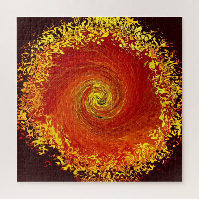 Sun explosion yellow orange brown abstract pattern jigsaw puzzle (Vertical)
