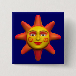 Sun face 15 cm square badge