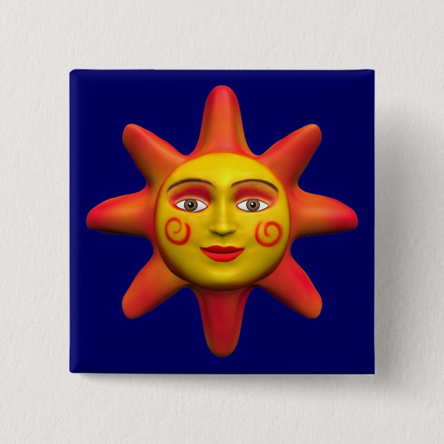 Sun face 15 cm square badge (Front)