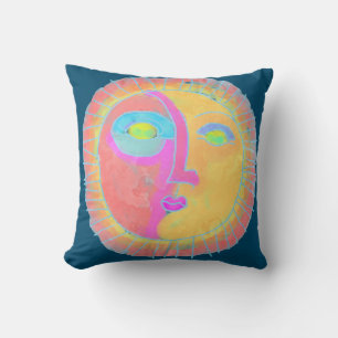 Sun Face Abstract Art Decorative Cushion