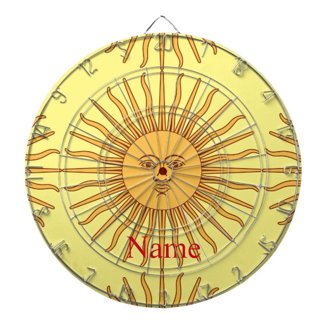 Sun face Art Illustration Thunder_Cove  Dartboard (Front)