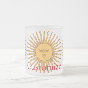 Sun face Art Illustration Thunder_Cove  Frosted Glass Coffee Mug