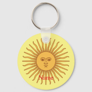 Sun face Art Illustration Thunder_Cove Key Ring
