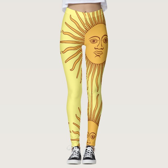 Sun face Art Illustration Thunder_Cove Leggings (Front)