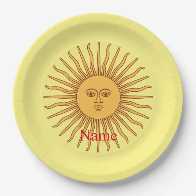 Sun face Art Illustration Thunder_Cove  Paper Plate (Front)