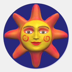 Sun face classic round sticker