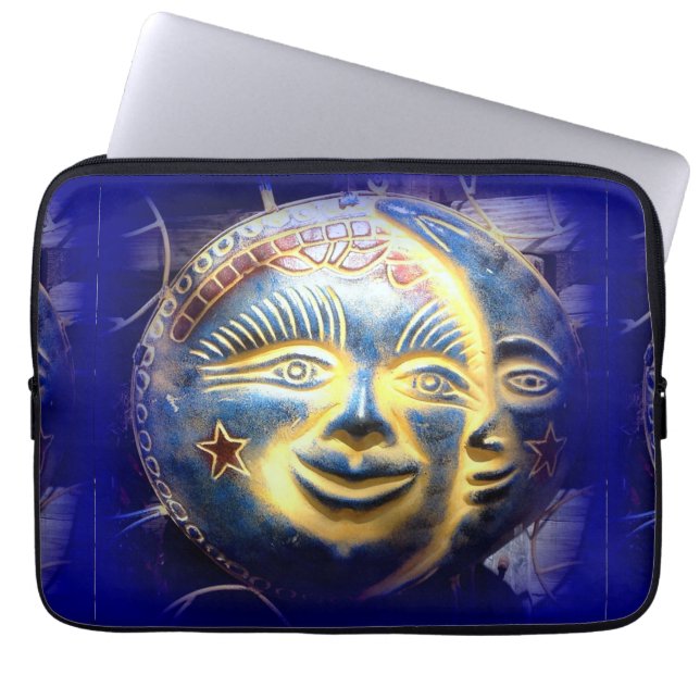 sun face/ moon face laptop sleeve (Front)