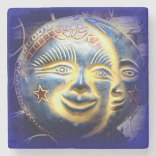 sun face/ moon face marble stone coaster