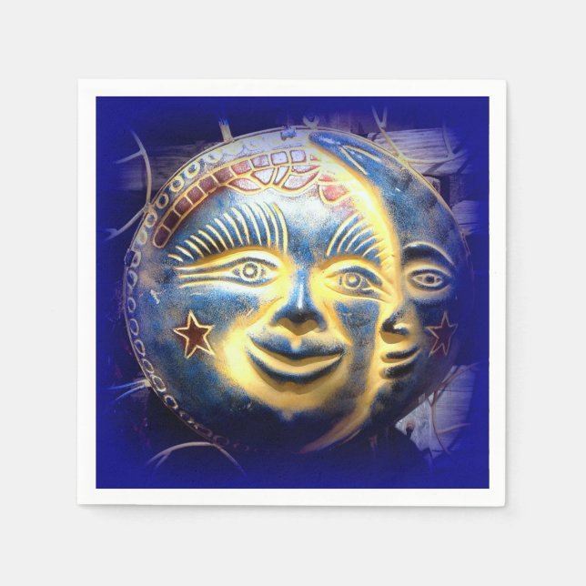 sun face moon face paper napkins (Front)
