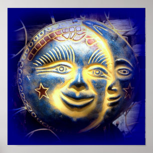 sun face moon face poster