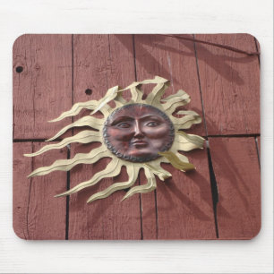 Sun Face on Red Barn Mouse Mat