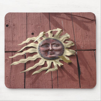 Sun Face on Red Barn Mouse Mat