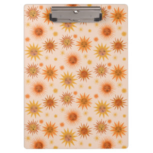 Sun Face Orange Watercolor Illustration Clipboard