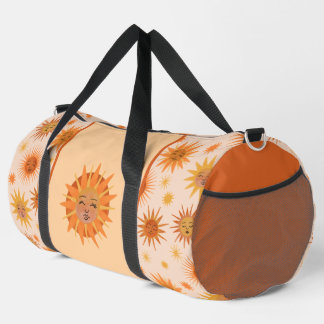 Sun Face Orange Watercolor Illustration Duffle Bag