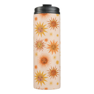 Sun Face Orange Watercolor Illustration Thermal Tumbler