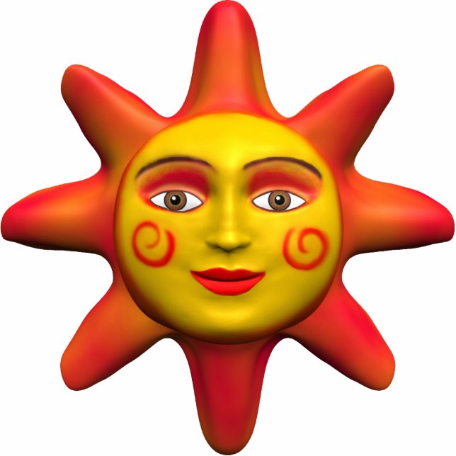 Sun face photo sculpture magnet (Front)