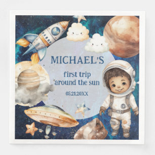 Sun First Trip Around the Sun Photo 1st Birthday  Napkin