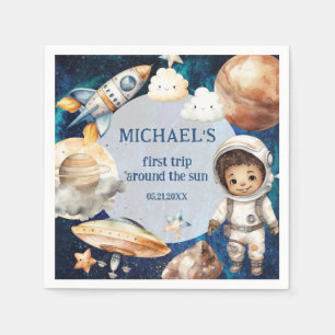 Sun First Trip Around the Sun Photo 1st Birthday  Napkin