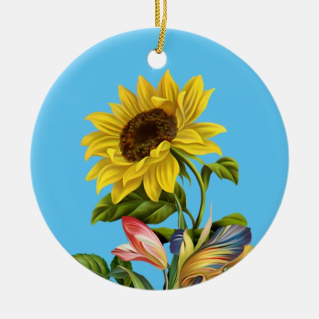SUN FLOWER CERAMIC TREE DECORATION (Front)