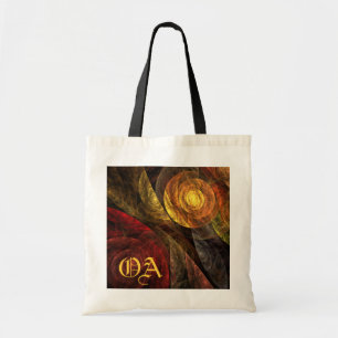 Sun Flower Floral Modern Abstract Art Monogram Tote Bag