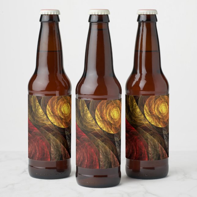Sun Flower Floral Modern Abstract Art Pattern Beer Bottle Label (Bottles)