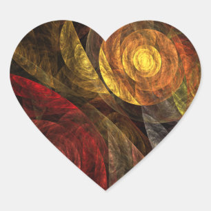 Sun Flower Floral Modern Abstract Art Pattern Heart Sticker