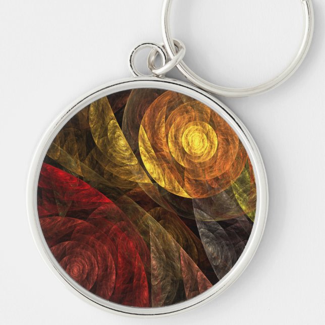 Sun Flower Floral Modern Abstract Art Pattern Key Ring (Front)