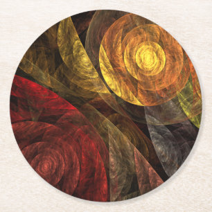 Sun Flower Floral Modern Abstract Art Pattern Round Paper Coaster