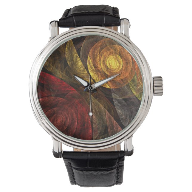 Sun Flower Floral Modern Abstract Art Pattern Watch (Front)