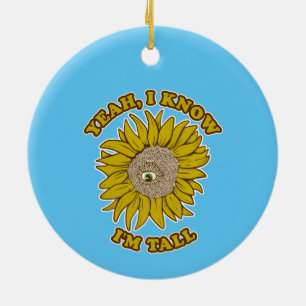 Sun Flower Funny tall person Ceramic Ornament