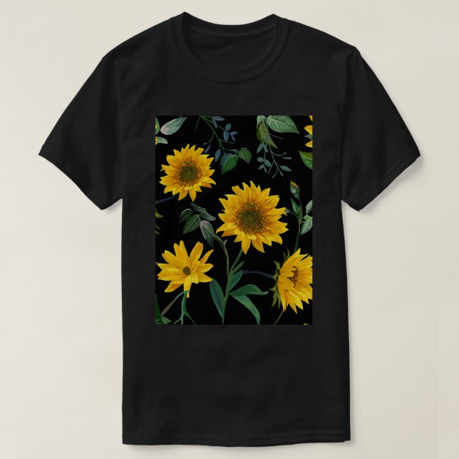 Sun flower illustration seamless pattern T-Shirt (Design Front)