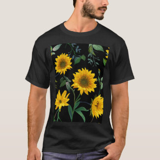 Sun flower illustration seamless pattern T-Shirt