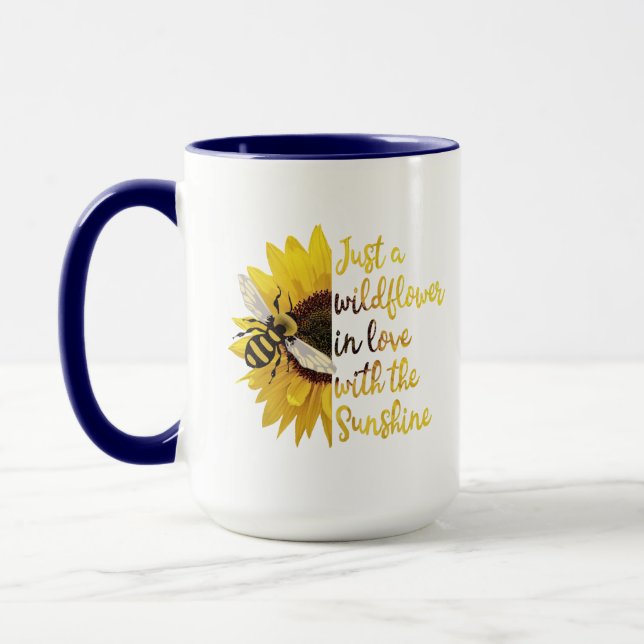 sun flower love sunshine homey bee coffee mug (Left)