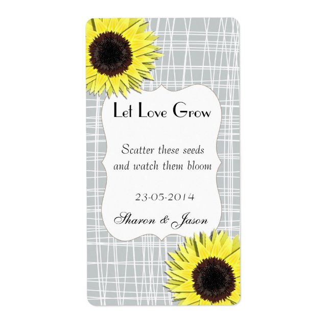Sun Flower Seed Packet Labels Let Love Grow (Front)