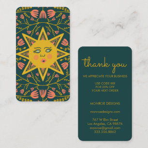 Sun & Flowering Vines Elegant Boho THANKS DISCOUNT Business Card