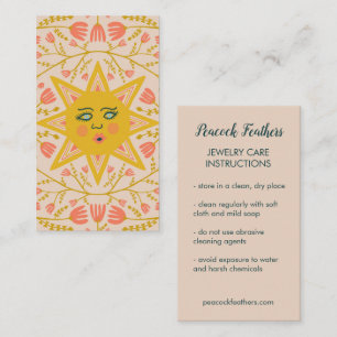 Sun & Flowering Vines Elegant Care Instructions Business Card