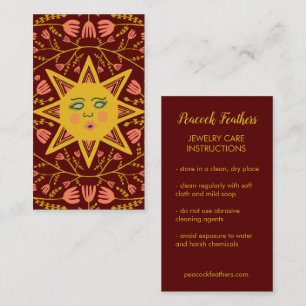 Sun & Flowering Vines Elegant Care Instructions Business Card