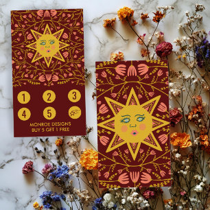 Sun & Flowering Vines Elegant Illustrated Boho 5  Loyalty Card