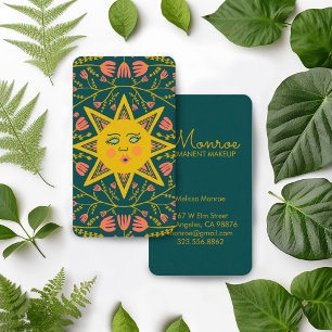 Sun & Flowering Vines Elegant Illustrated Boho Business Card