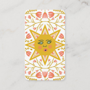 Sun & Flowering Vines Elegant Illustrated White Business Card