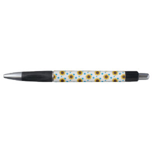 Sun Flowers background Black Ink Pen