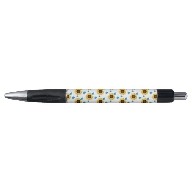 Sun Flowers background Black Ink Pen (Front)