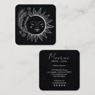 Sun Flowers Boho Line Art Elegant Social Media  Square Business Card