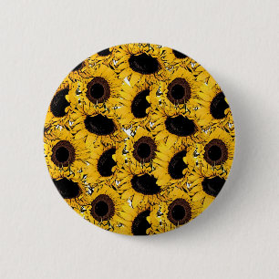 sun flowers petals swim dive marine nature yellow 6 cm round badge