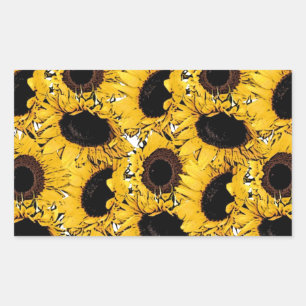 sun flowers petals swim dive marine nature yellow rectangular sticker