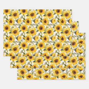Sun flowers wrapping paper sheet